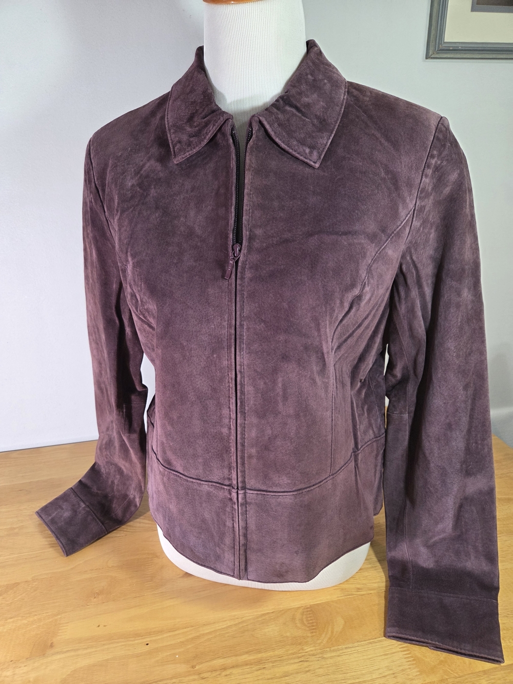 Mulberry / Purple / Plum Suede Leather Zip Jacket